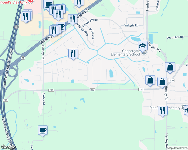 map of restaurants, bars, coffee shops, grocery stores, and more near 1863 Sheraton Lakes Circle in Middleburg
