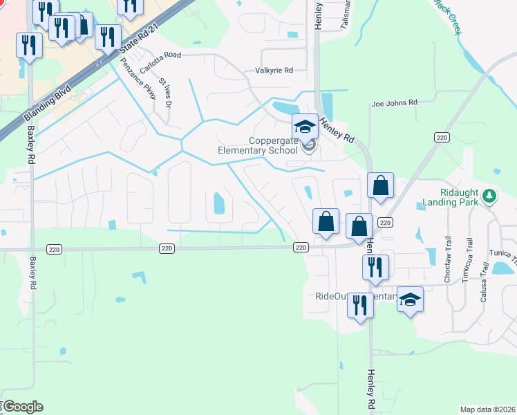 map of restaurants, bars, coffee shops, grocery stores, and more near 1849 Lago Del Sur Drive in Middleburg