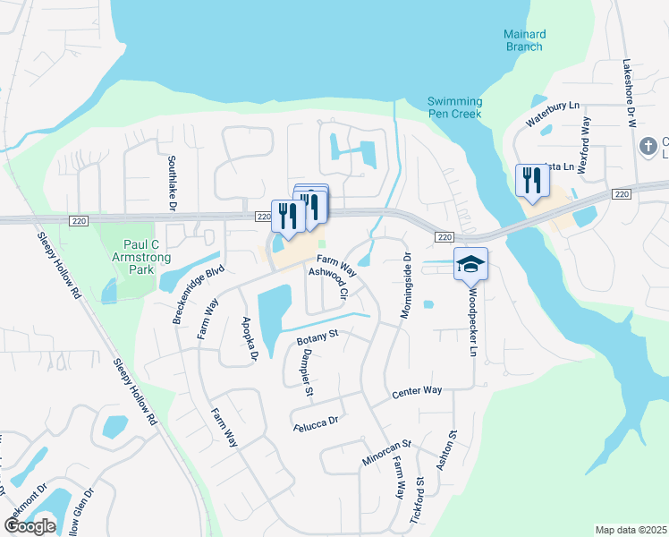 map of restaurants, bars, coffee shops, grocery stores, and more near 1621 Morningside Drive in Middleburg