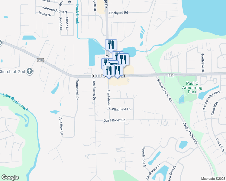 map of restaurants, bars, coffee shops, grocery stores, and more near 2575 County Road 220 in Middleburg