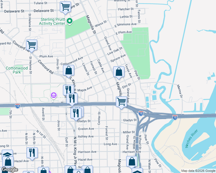 map of restaurants, bars, coffee shops, grocery stores, and more near 2060 Cable Avenue in Beaumont
