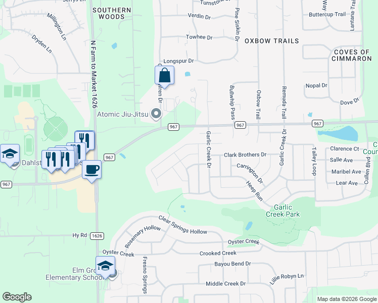 map of restaurants, bars, coffee shops, grocery stores, and more near 313 Wincliff Drive in Buda