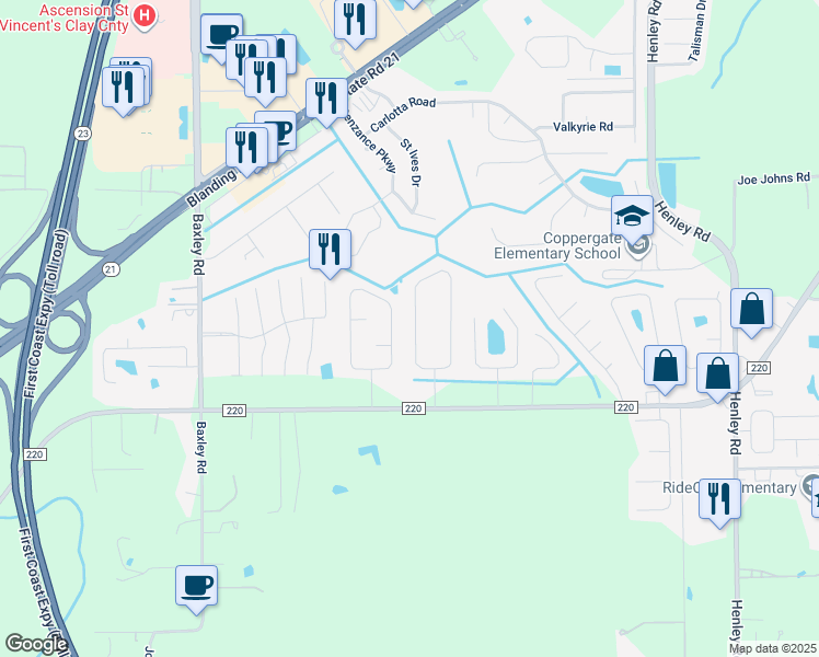 map of restaurants, bars, coffee shops, grocery stores, and more near 1858 Sheraton Lakes Circle in Middleburg