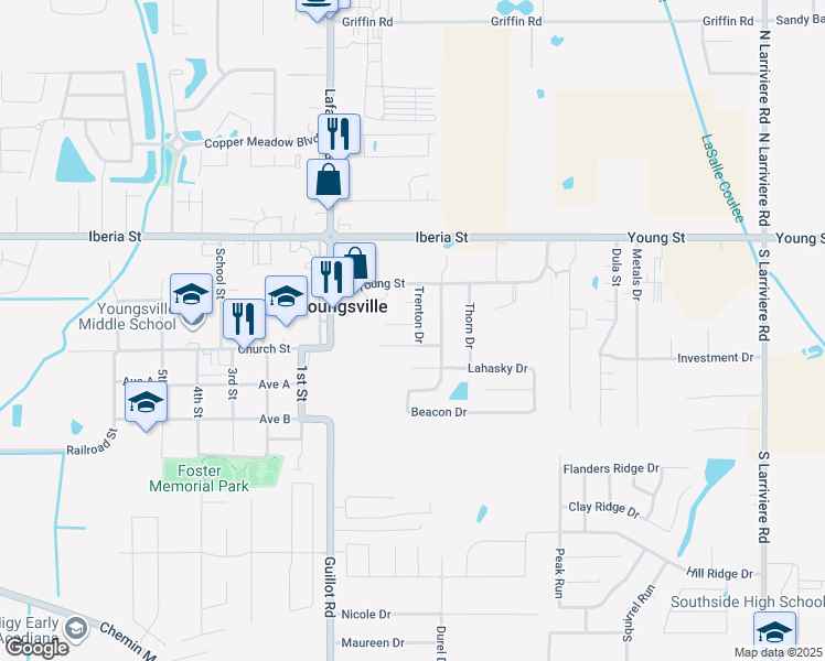 map of restaurants, bars, coffee shops, grocery stores, and more near 101 Dartmouth Cir in Youngsville