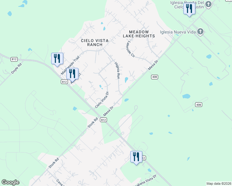 map of restaurants, bars, coffee shops, grocery stores, and more near 181 Higinia Run in Bastrop County