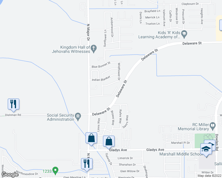 map of restaurants, bars, coffee shops, grocery stores, and more near 7792 Pecan Drive in Beaumont