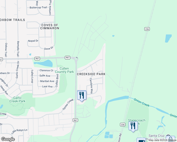map of restaurants, bars, coffee shops, grocery stores, and more near 100 Haleys Way Drive in Buda