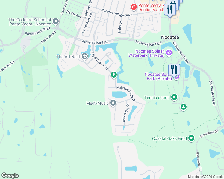 map of restaurants, bars, coffee shops, grocery stores, and more near 36 Majestic Eagle Drive in Ponte Vedra Beach