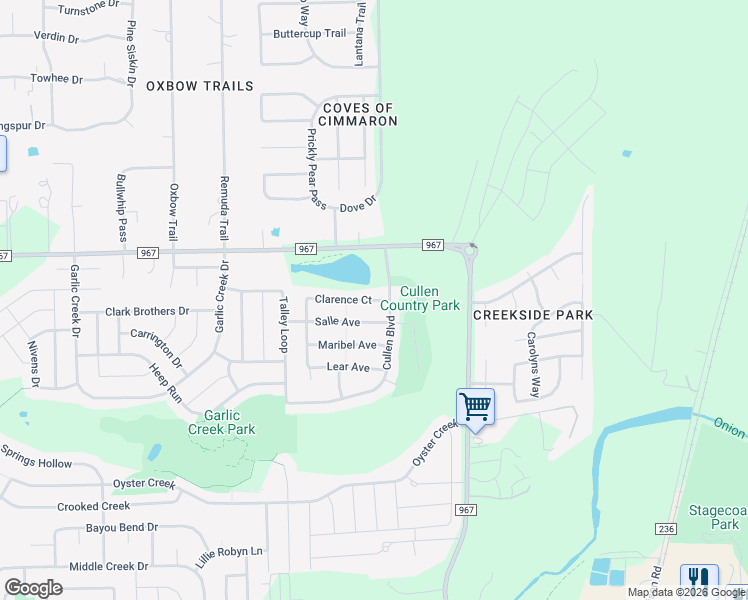 map of restaurants, bars, coffee shops, grocery stores, and more near 140 Clarence Court in Buda
