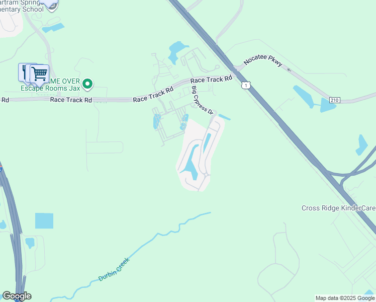 map of restaurants, bars, coffee shops, grocery stores, and more near 465 Walnut Drive in Saint Johns