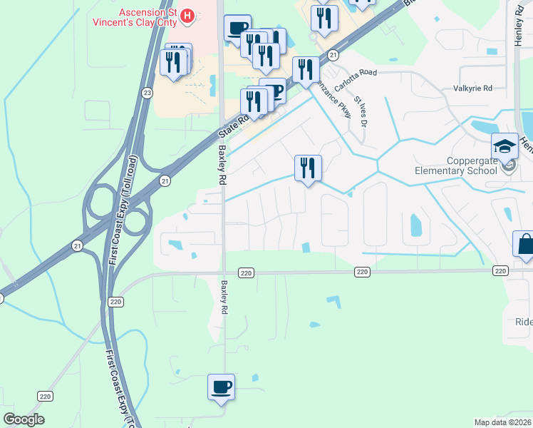 map of restaurants, bars, coffee shops, grocery stores, and more near 1861 Mackenzie Court North in Middleburg