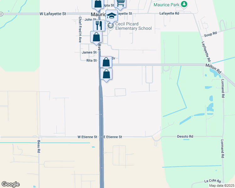 map of restaurants, bars, coffee shops, grocery stores, and more near 9613 Maurice Avenue in Maurice