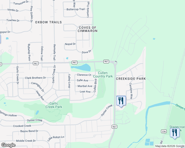 map of restaurants, bars, coffee shops, grocery stores, and more near 140 Clarence Court in Buda