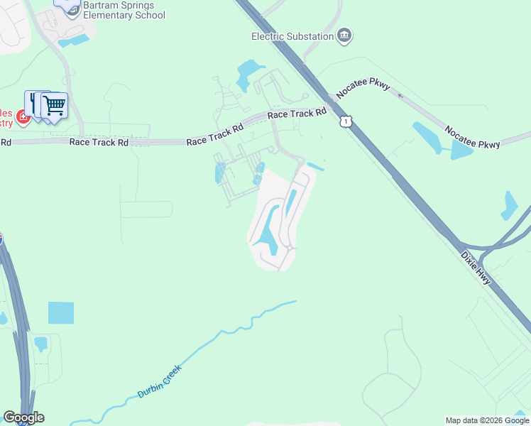 map of restaurants, bars, coffee shops, grocery stores, and more near 465 Walnut Drive in Saint Johns