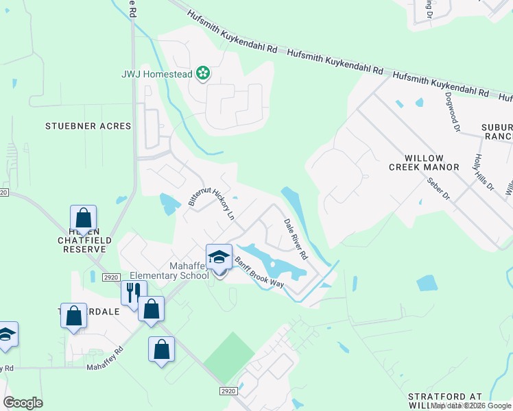 map of restaurants, bars, coffee shops, grocery stores, and more near 10002 Red Tamarack Lane in Tomball