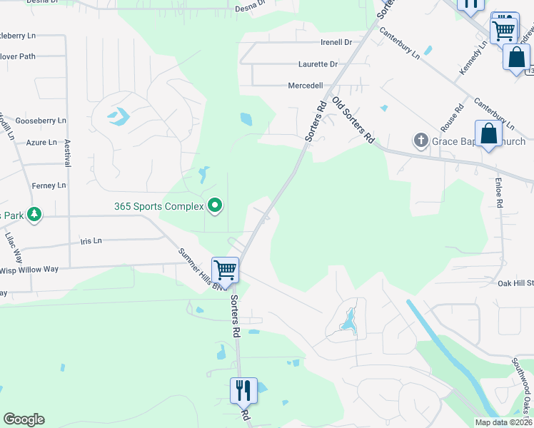 map of restaurants, bars, coffee shops, grocery stores, and more near 24055 Sorters Road in Porter