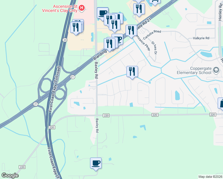 map of restaurants, bars, coffee shops, grocery stores, and more near 1861 Mackenzie Court North in Middleburg