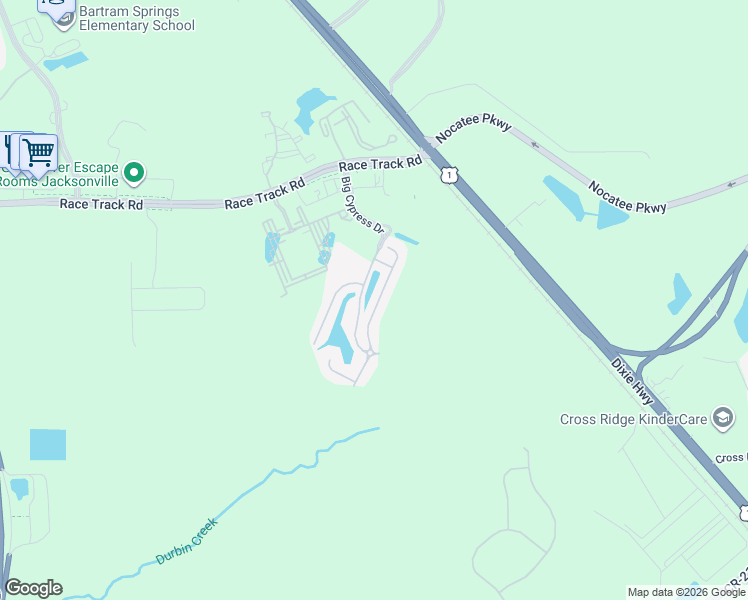 map of restaurants, bars, coffee shops, grocery stores, and more near 855 Black Cherry Drive South in Saint Johns