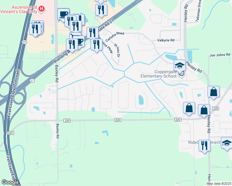map of restaurants, bars, coffee shops, grocery stores, and more near 1852 Sheraton Lakes Circle in Middleburg