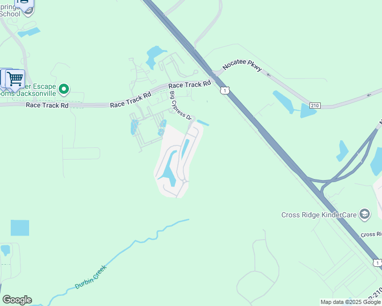 map of restaurants, bars, coffee shops, grocery stores, and more near 844 Black Cherry Drive South in Saint Johns