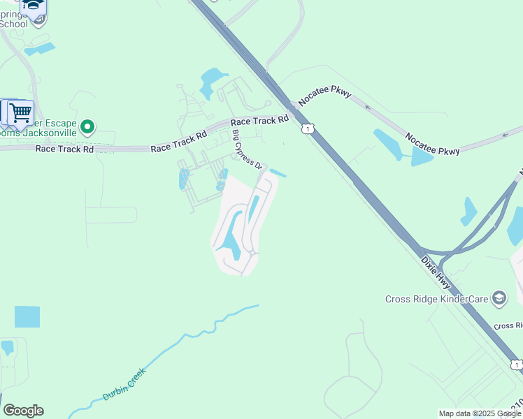 map of restaurants, bars, coffee shops, grocery stores, and more near 855 Black Cherry Drive South in Saint Johns
