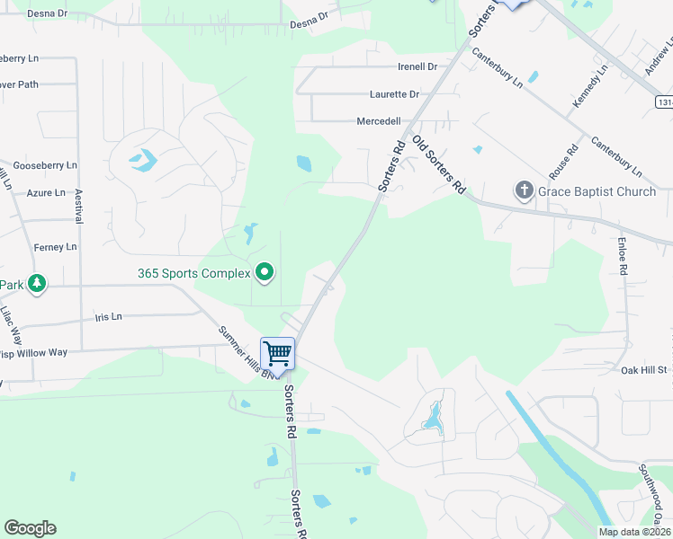 map of restaurants, bars, coffee shops, grocery stores, and more near 24012 Sorters Road in Porter