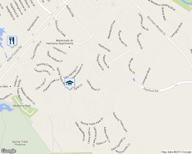 map of restaurants, bars, coffee shops, grocery stores, and more near 1838 Britton Key Lane in Spring