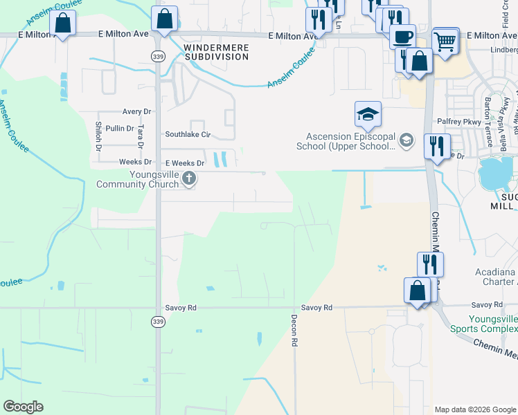 map of restaurants, bars, coffee shops, grocery stores, and more near 207 Longpointe Road in Youngsville