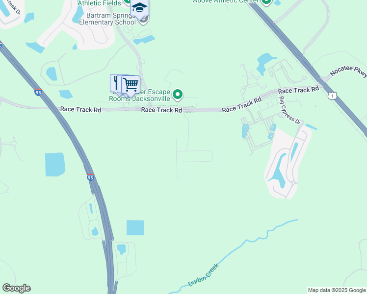 map of restaurants, bars, coffee shops, grocery stores, and more near 6138 Race Track Road in Jacksonville
