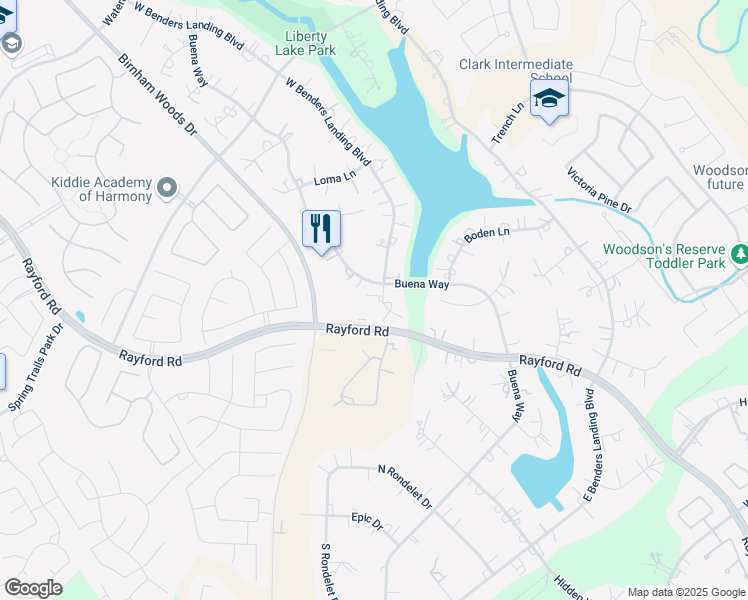 map of restaurants, bars, coffee shops, grocery stores, and more near 3011 Carrie Cove Court in Spring