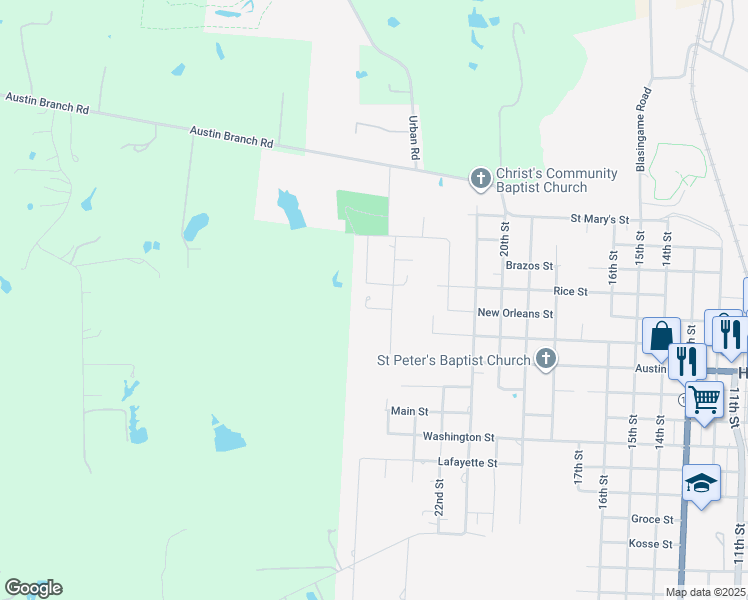 map of restaurants, bars, coffee shops, grocery stores, and more near 530 25th Street in Hempstead