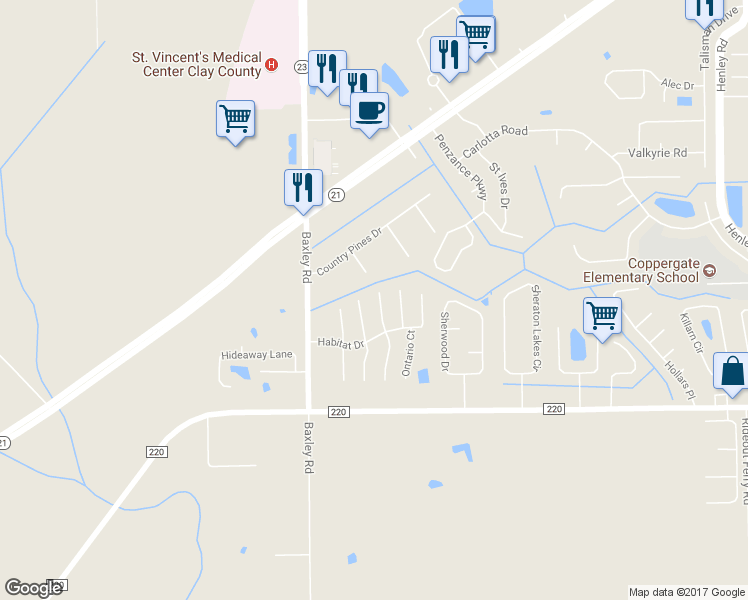 map of restaurants, bars, coffee shops, grocery stores, and more near 1838 Manitoba Court North in Middleburg