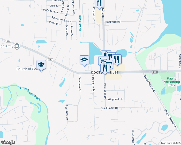 map of restaurants, bars, coffee shops, grocery stores, and more near 2634 County Road 220 in Middleburg