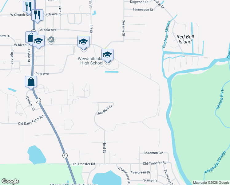 map of restaurants, bars, coffee shops, grocery stores, and more near 297 Beeline Street in Wewahitchka