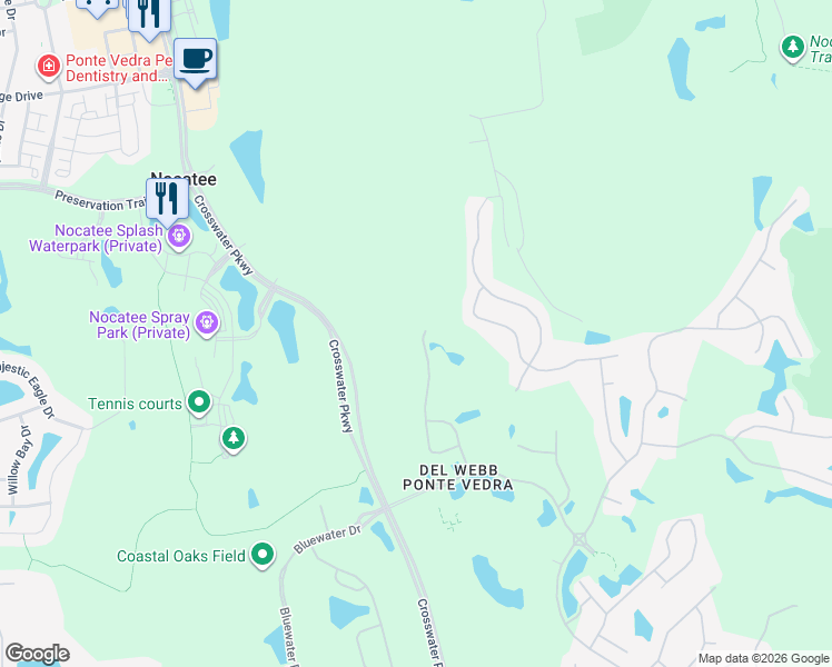 map of restaurants, bars, coffee shops, grocery stores, and more near 350 Marsh Hollow Road in Ponte Vedra Beach