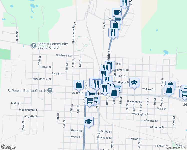 map of restaurants, bars, coffee shops, grocery stores, and more near 435 12th Street in Hempstead