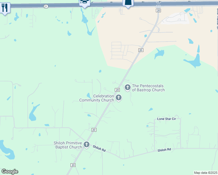 map of restaurants, bars, coffee shops, grocery stores, and more near 274 Farm to Market 20 in Bastrop