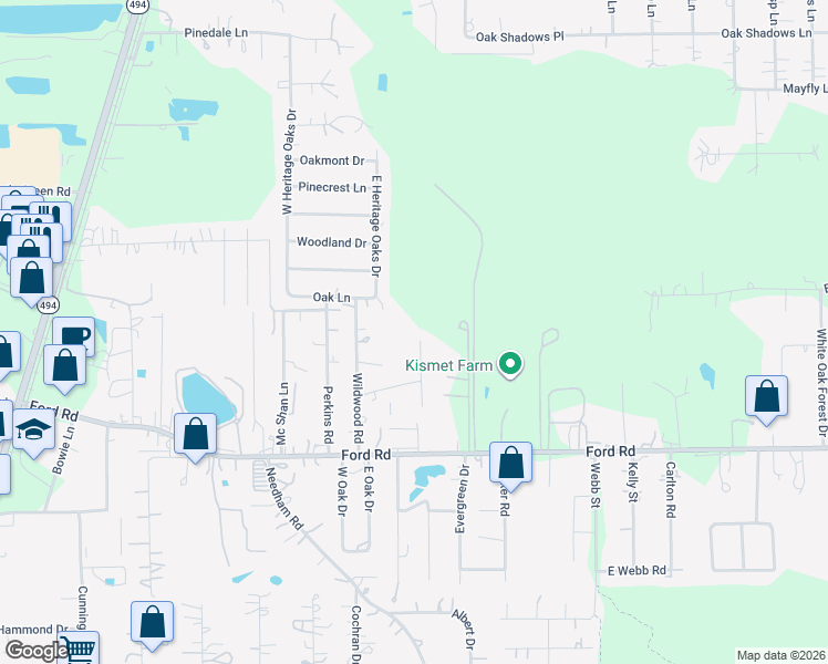 map of restaurants, bars, coffee shops, grocery stores, and more near 23849 South Wildwood Drive in Porter