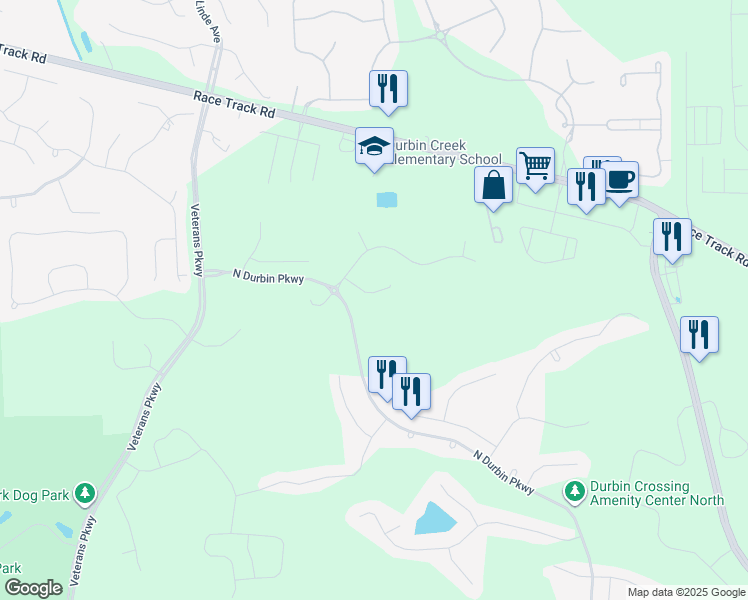 map of restaurants, bars, coffee shops, grocery stores, and more near 721 Castledale Court in Jacksonville