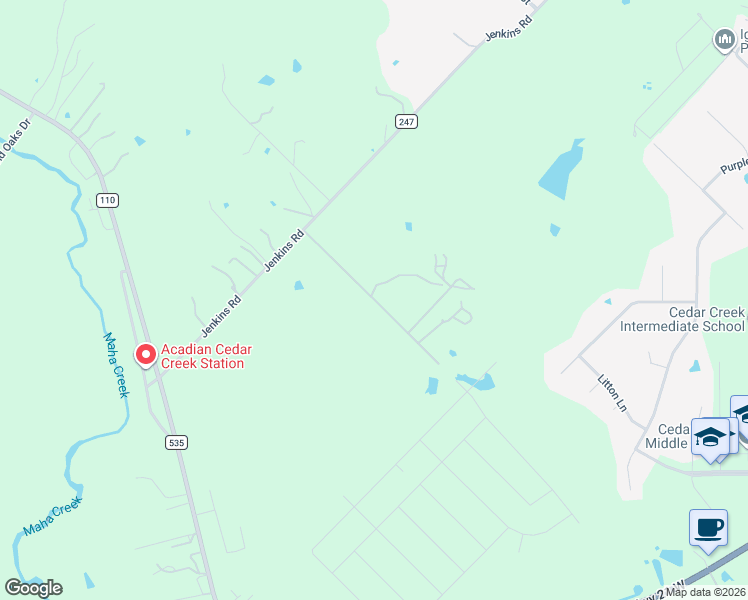 map of restaurants, bars, coffee shops, grocery stores, and more near Hershal Lane in Cedar Creek