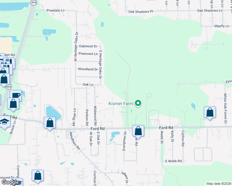 map of restaurants, bars, coffee shops, grocery stores, and more near 23849 South Wildwood Drive in Porter