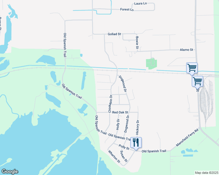 map of restaurants, bars, coffee shops, grocery stores, and more near 1040 Willow Street in Vidor