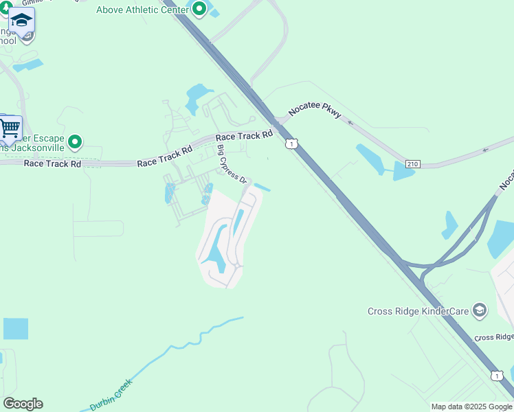 map of restaurants, bars, coffee shops, grocery stores, and more near 1004 Black Cherry Drive South in Saint Johns