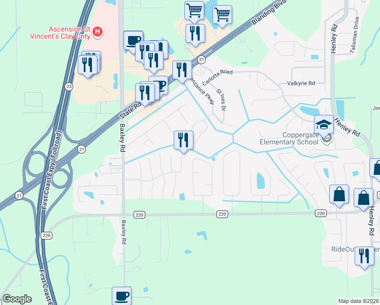 map of restaurants, bars, coffee shops, grocery stores, and more near 1830 Sherwood Drive in Middleburg