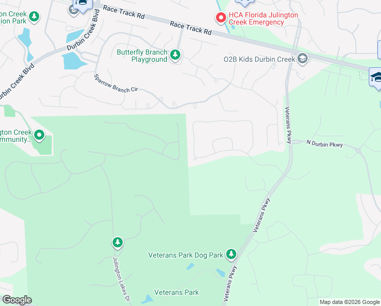 map of restaurants, bars, coffee shops, grocery stores, and more near 551 Bent Creek Drive in Saint Johns