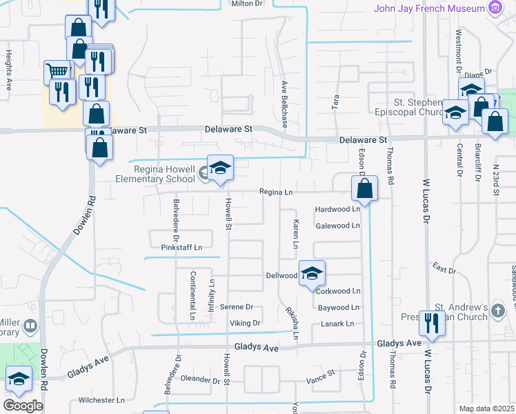 map of restaurants, bars, coffee shops, grocery stores, and more near 1925 Chevy Chase Ln in Beaumont