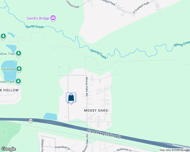 map of restaurants, bars, coffee shops, grocery stores, and more near 4010 Mossy Oaks Road East in Spring