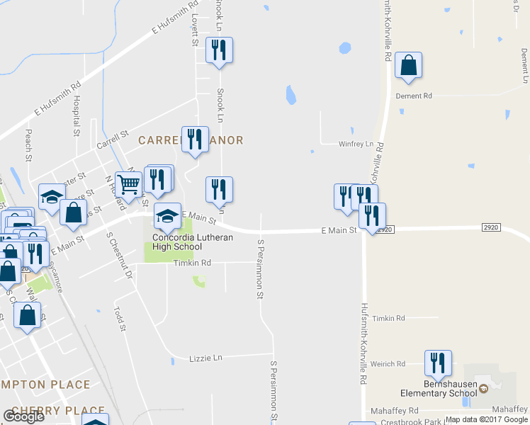 map of restaurants, bars, coffee shops, grocery stores, and more near 1007 E Main St in Tomball