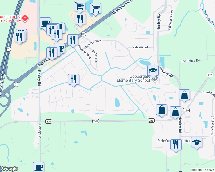 map of restaurants, bars, coffee shops, grocery stores, and more near 1818 Sheraton Lakes Circle in Middleburg
