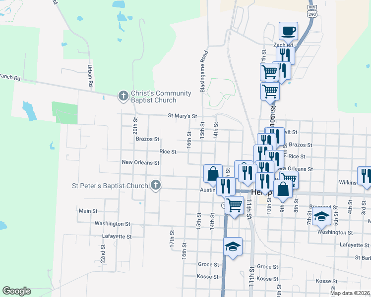 map of restaurants, bars, coffee shops, grocery stores, and more near 1376 16th Street in Hempstead
